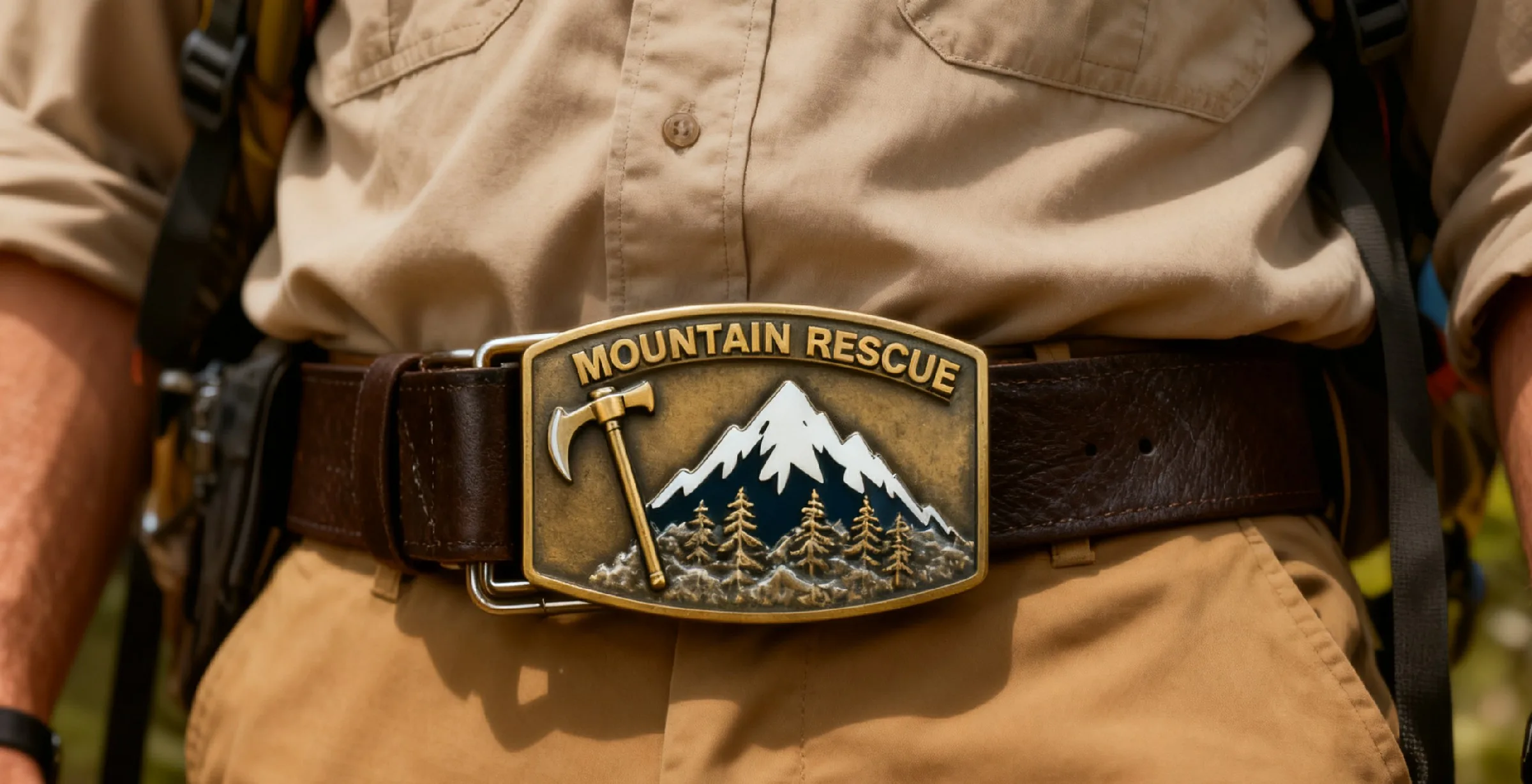 Snow-Capped Peak Mountain Rescue Belt Buckle~1